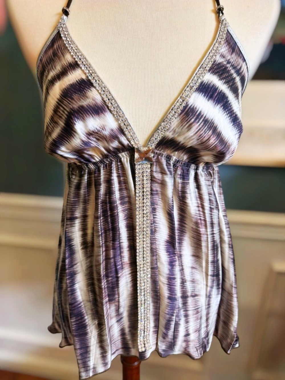 Kasia de Gelaque jeweled zebra Halter top - Purple & White - Picture 2 of 5